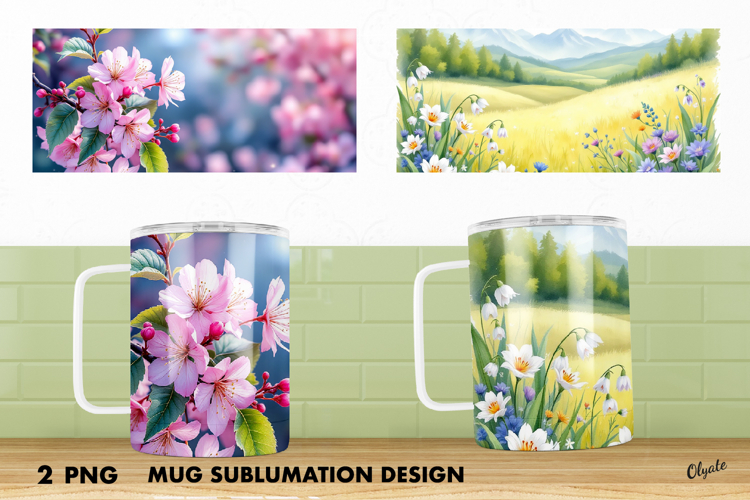 Mug Spring Sublimation Wrap PNG