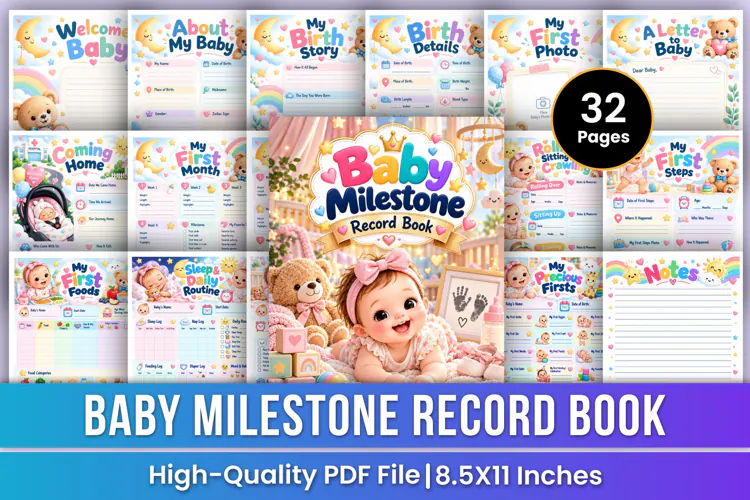 Baby Milestone Record Book | First Year Memories, Growth