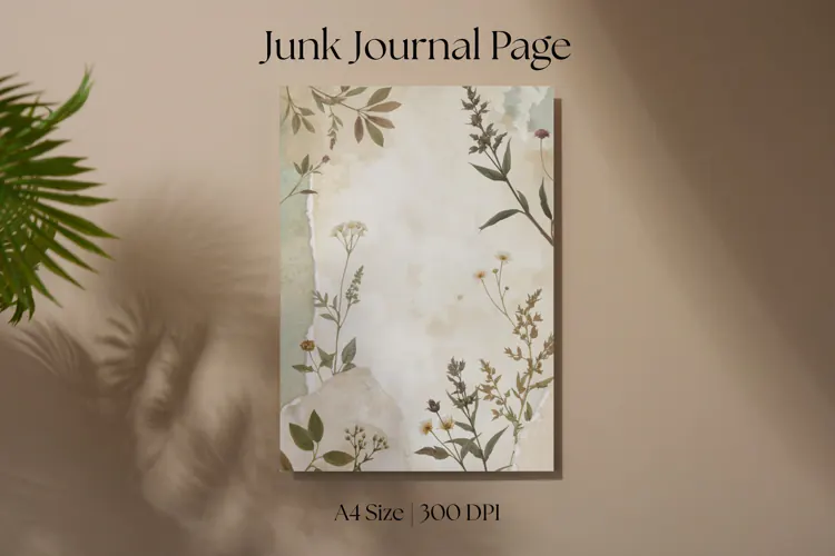 Vintage Leaves Junk Journal Page