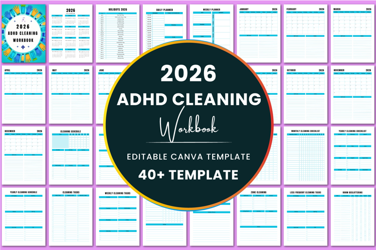 2026 ADHD Cleaning Workbook KDP Interior example image 1