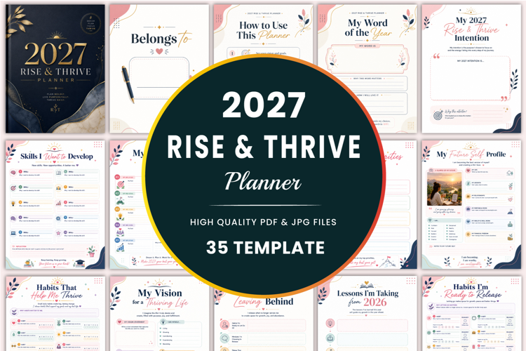 2027 Rise & Thrive Planner Kdp interiors
