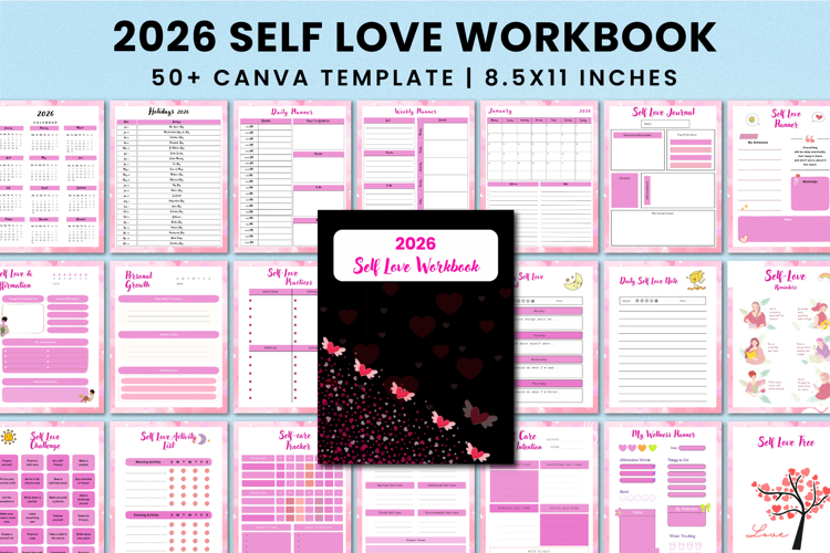 2026 Self Love Workbook For Canva KDP Interior