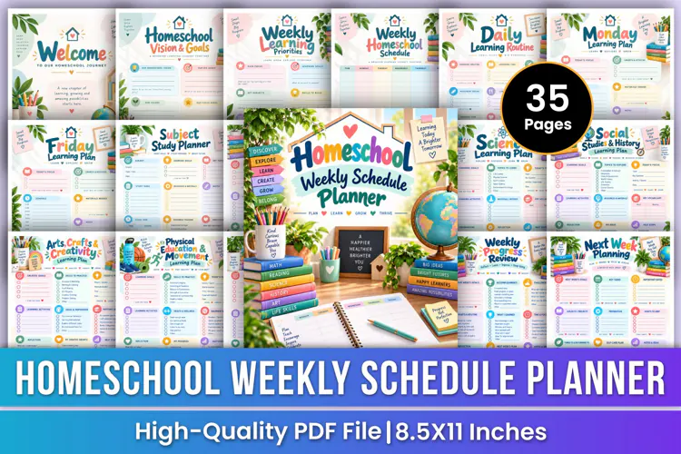 Homeschool Weekly Schedule Planner | Weekly Learning, Daily