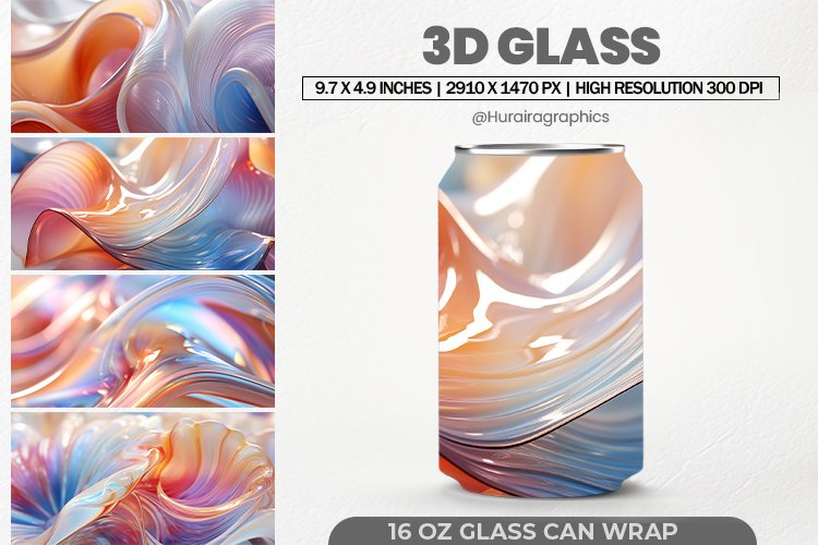 3d Glass Can Wrap, 16 Oz Tumbler Sublimation