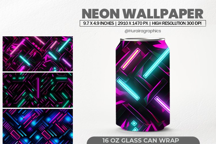 Neon Wallpaper Glass Can Wrap,16 Oz Tumbler Sublimation