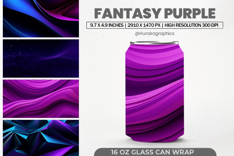 Fantasy Purple Glass Can Wrap,16 Oz Tumbler Sublimation