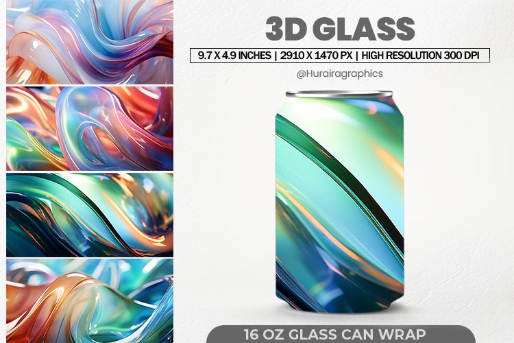 3d Glass Can Wrap, 16 Oz Tumbler Sublimation