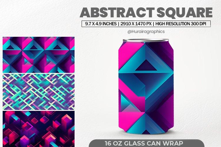 Abstract Square Can Wrap, 16 Oz Tumbler Sublimation