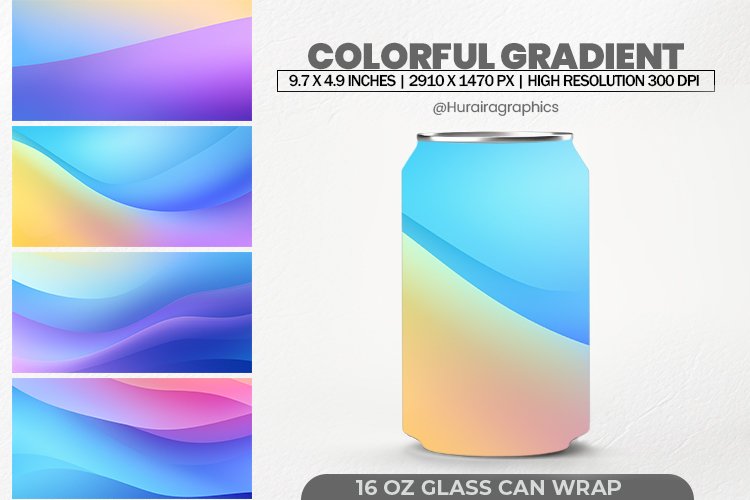 Colorful Gradient Glass Can Wrap,16 Oz Tumbler Sublimation