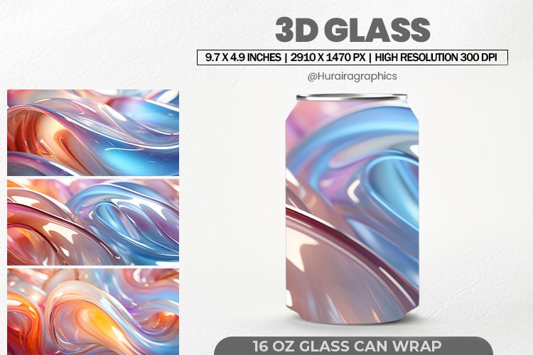 3d Glass Can Wrap, 16 Oz Tumbler Sublimation
