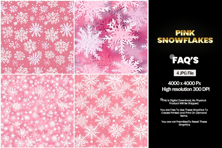 Pink Snowflakes Square Coaster - 04 Variations
