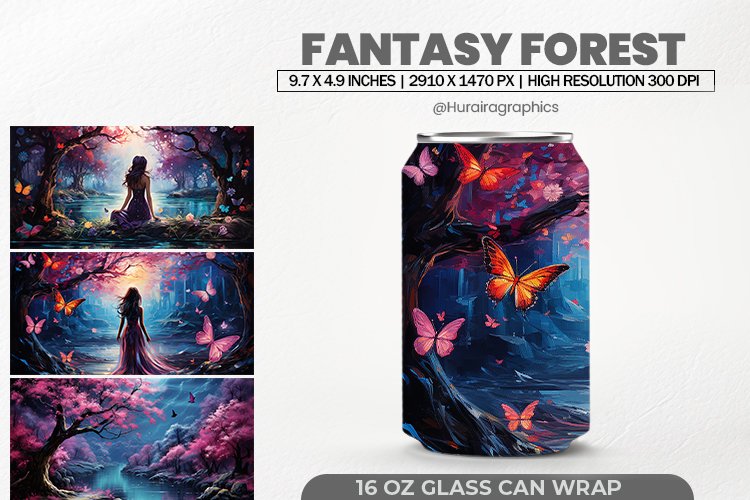 Fantasy Forest Glass Can Wrap,16 Oz Tumbler Sublimation