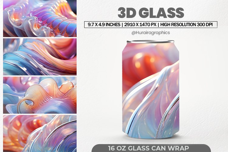 3d Glass Can Wrap, 16 Oz Tumbler Sublimation