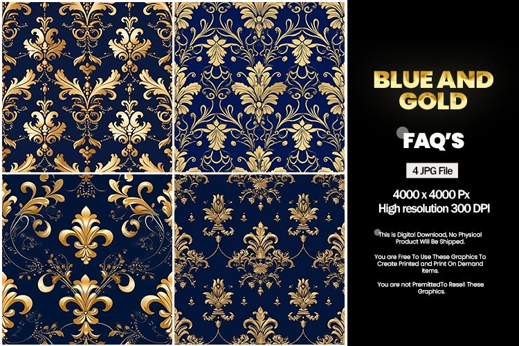 Blue and Gold Square Coaster - 04 Variations