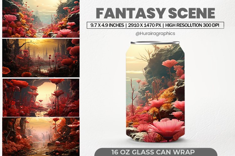 Fantasy Scene Glass Can Wrap,16 Oz Tumbler Sublimation