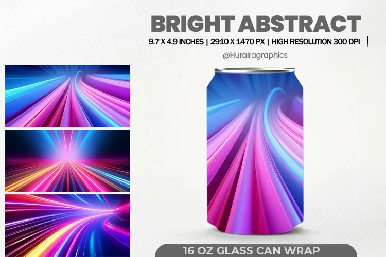 Bright Abstract Glass Can Wrap, 16 Oz Tumbler Sublimation