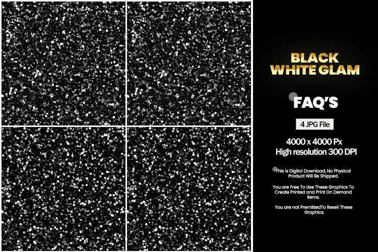 Black White Glam Square Coaster - 04 Variations