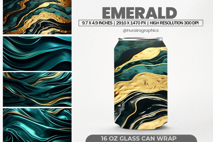 Emerald Glass Can Wrap,16 Oz Tumbler Sublimation
