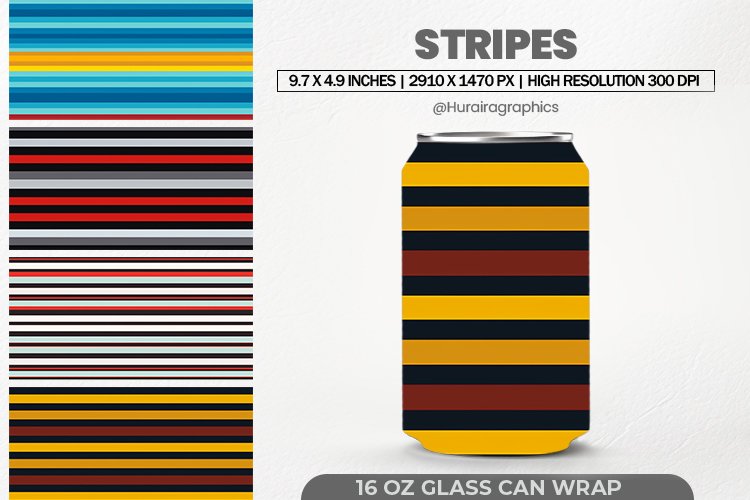 Stripes Glass Can Wrap,16 Oz Tumbler Sublimation
