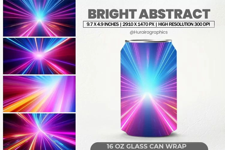 Bright Abstract Glass Can Wrap, 16 Oz Tumbler Sublimation
