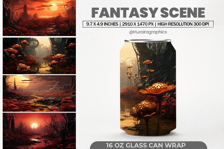 Fantasy Scene Glass Can Wrap,16 Oz Tumbler Sublimation