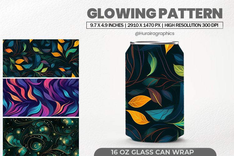 Glowing Pattern Glass Can Wrap,16 Oz Tumbler Sublimation