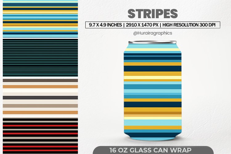Stripes Glass Can Wrap,16 Oz Tumbler Sublimation