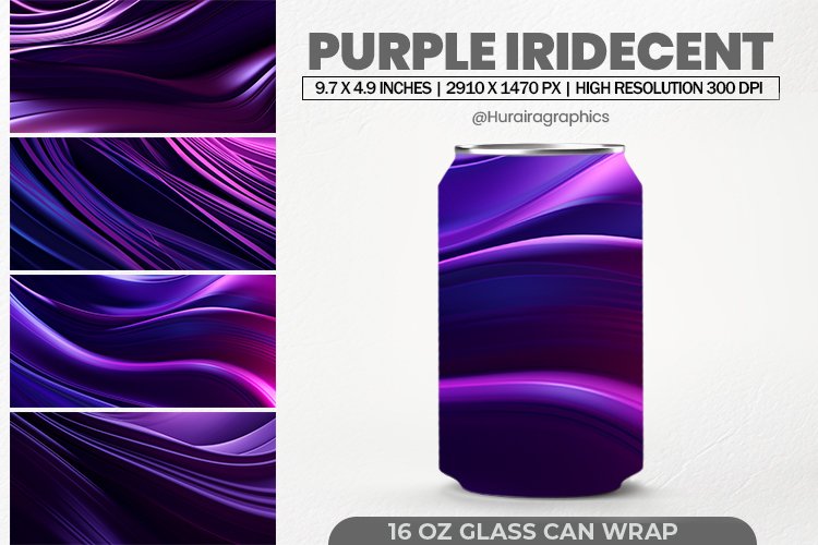 Purple Iridecent Glass Can Wrap,16 Oz Tumbler Sublimation