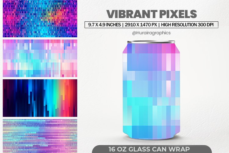 Vibrant Pixels Glass Can Wrap,16 Oz Tumbler Sublimation example image 1