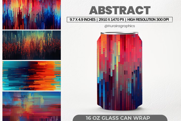 Abstract Glass Can Wrap, 16 Oz Tumbler Sublimation