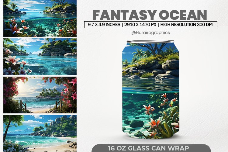 Fantasy Ocean Glass Can Wrap,16 Oz Tumbler Sublimation