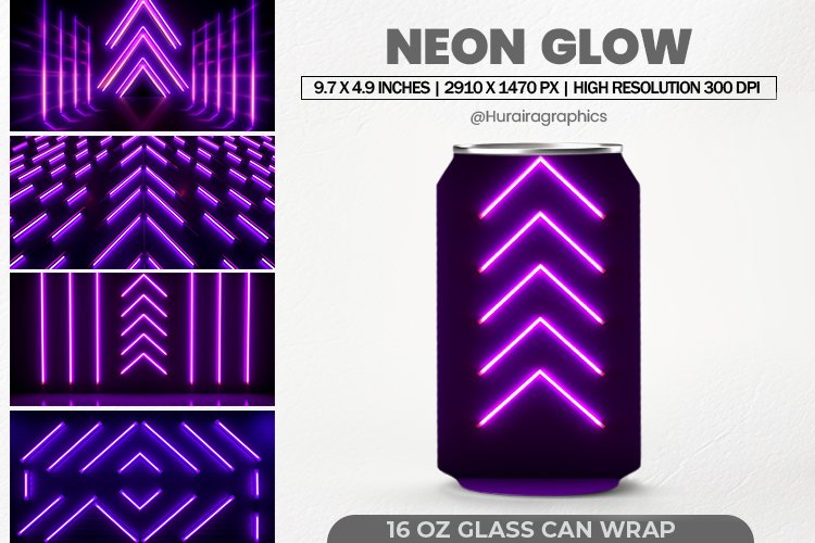 Neon Glow Glass Can Wrap,16 Oz Tumbler Sublimation