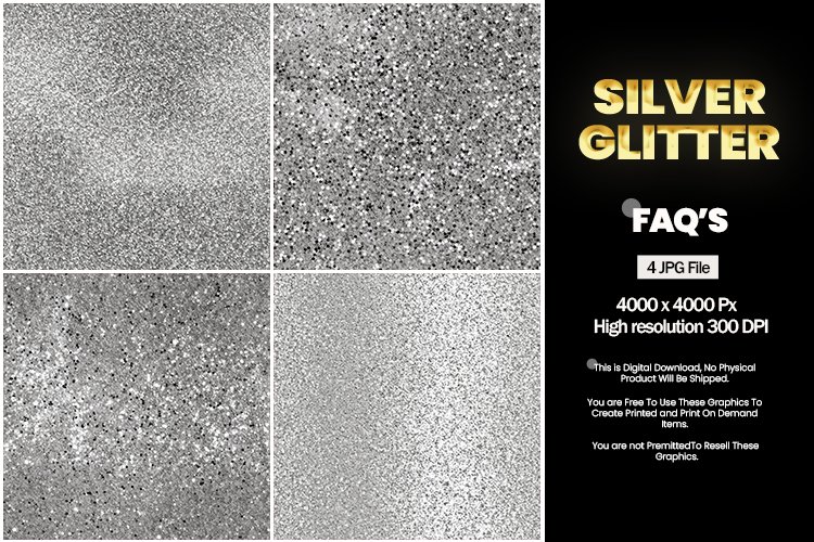 Silver Glitter Square Coaster - 04 Variations