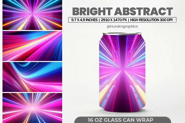 Bright Abstract Glass Can Wrap, 16 Oz Tumbler Sublimation