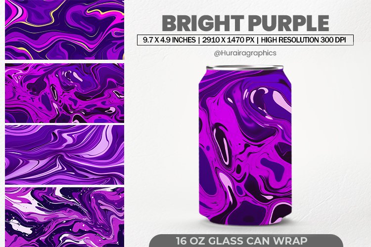Bright Purple Glass Can Wrap, 16 Oz Tumbler Sublimation