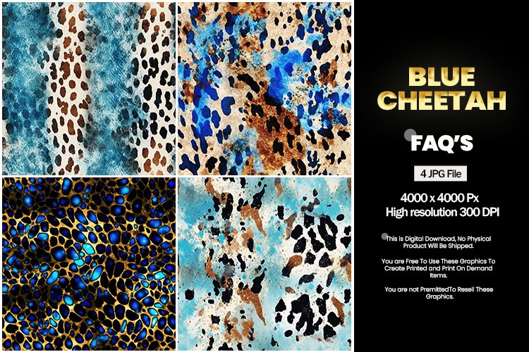 Blue Cheetah Square Coaster - 04 Variations