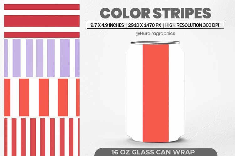 Color Stripes Glass Can Wrap, 16 Oz Tumbler Sublimation