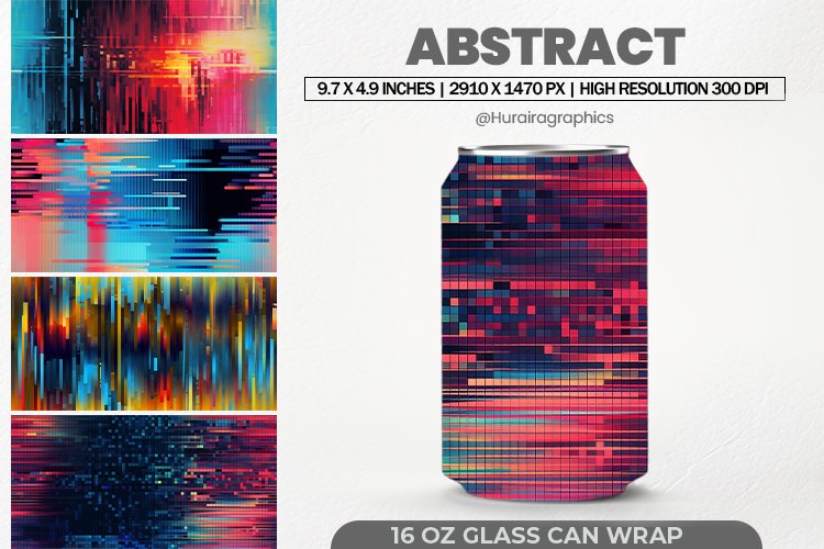 Abstract Glass Can Wrap, 16 Oz Tumbler Sublimation