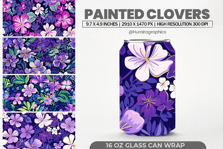 Painted Clovers Glass Can Wrap,16 Oz Tumbler Sublimation