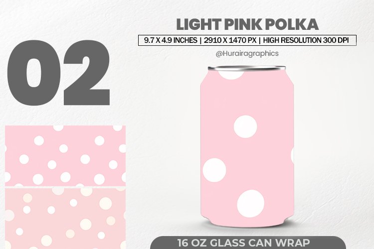 Light Pink Polka Glass Can Wrap,16 Oz Tumbler Sublimation
