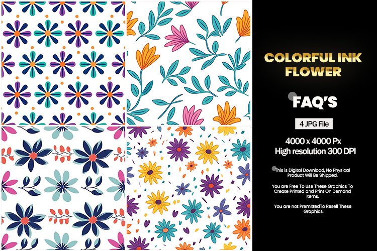 Colorful Ink Flower Square Coaster - 04 Variations