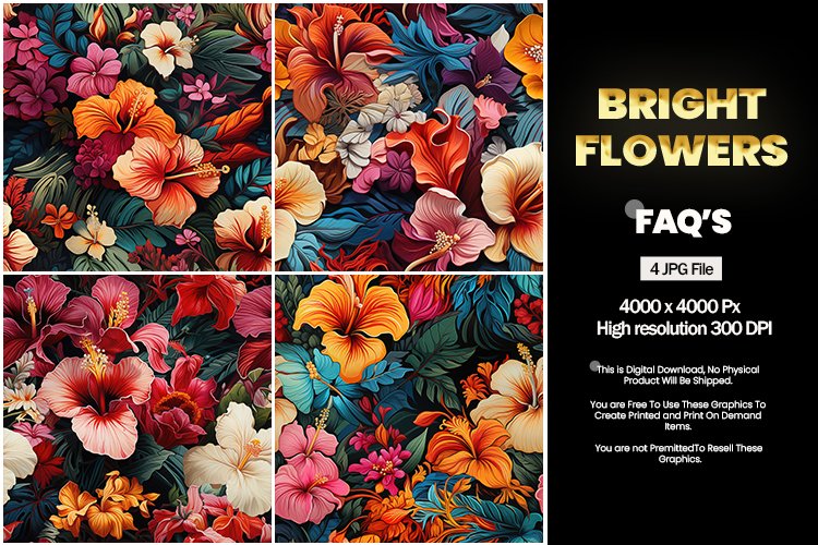 Bright flowers Square Coaster - 04 Variations