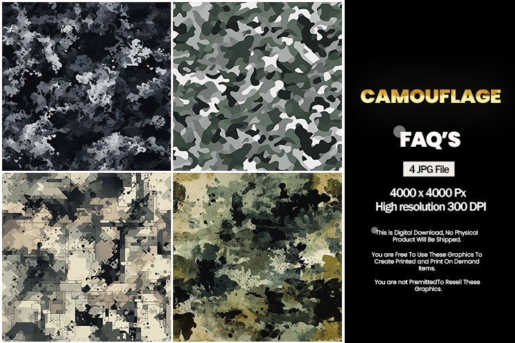Camouflage Square Coaster - 04 Variations