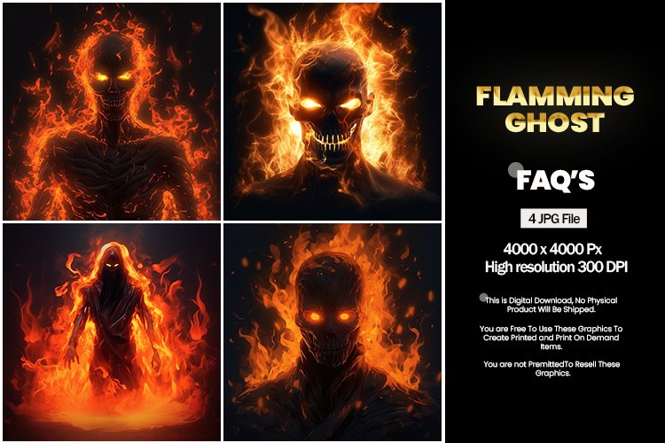 Flamming Ghost Square Coaster - 04 Variations
