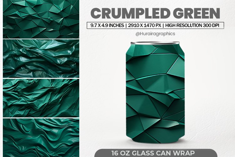 Crumpled Green Can Wrap,16 Oz Tumbler Sublimation