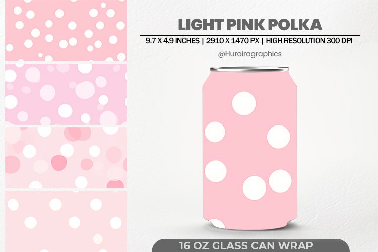 Light Pink Polka Glass Can Wrap,16 Oz Tumbler Sublimation