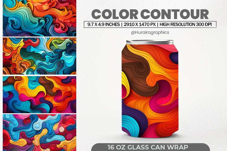 Color Contour Glass Can Wrap, 16 Oz Tumbler Sublimation