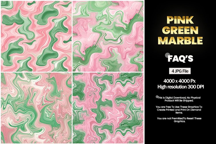 Pink Green Marble Square Coaster - 04 Variations example image 1