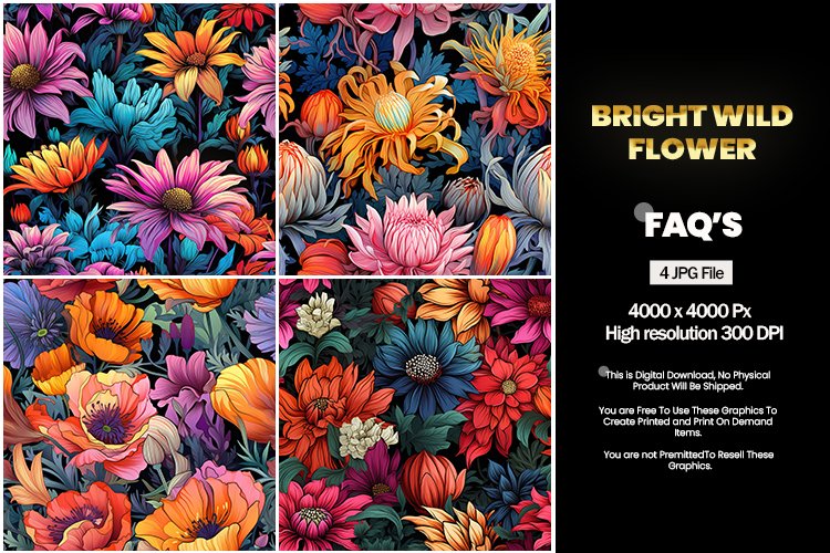 Bright Wild Flower Square Coaster - 04 Variations