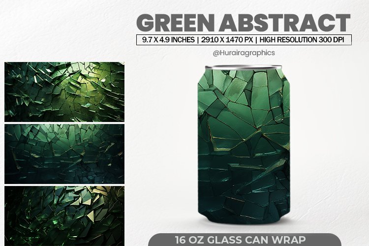 Green Abstract Glass Can Wrap,16 Oz Tumbler Sublimation example image 1
